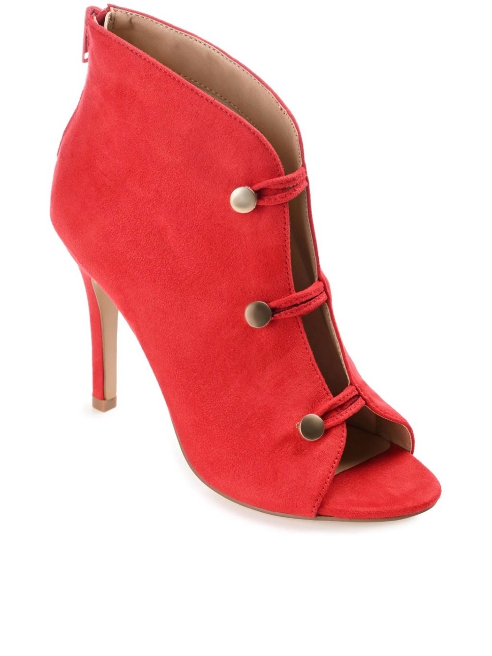 Journee Collection Womens Brecklin Back Heel Zip Open Toe Stiletto Booties NIB